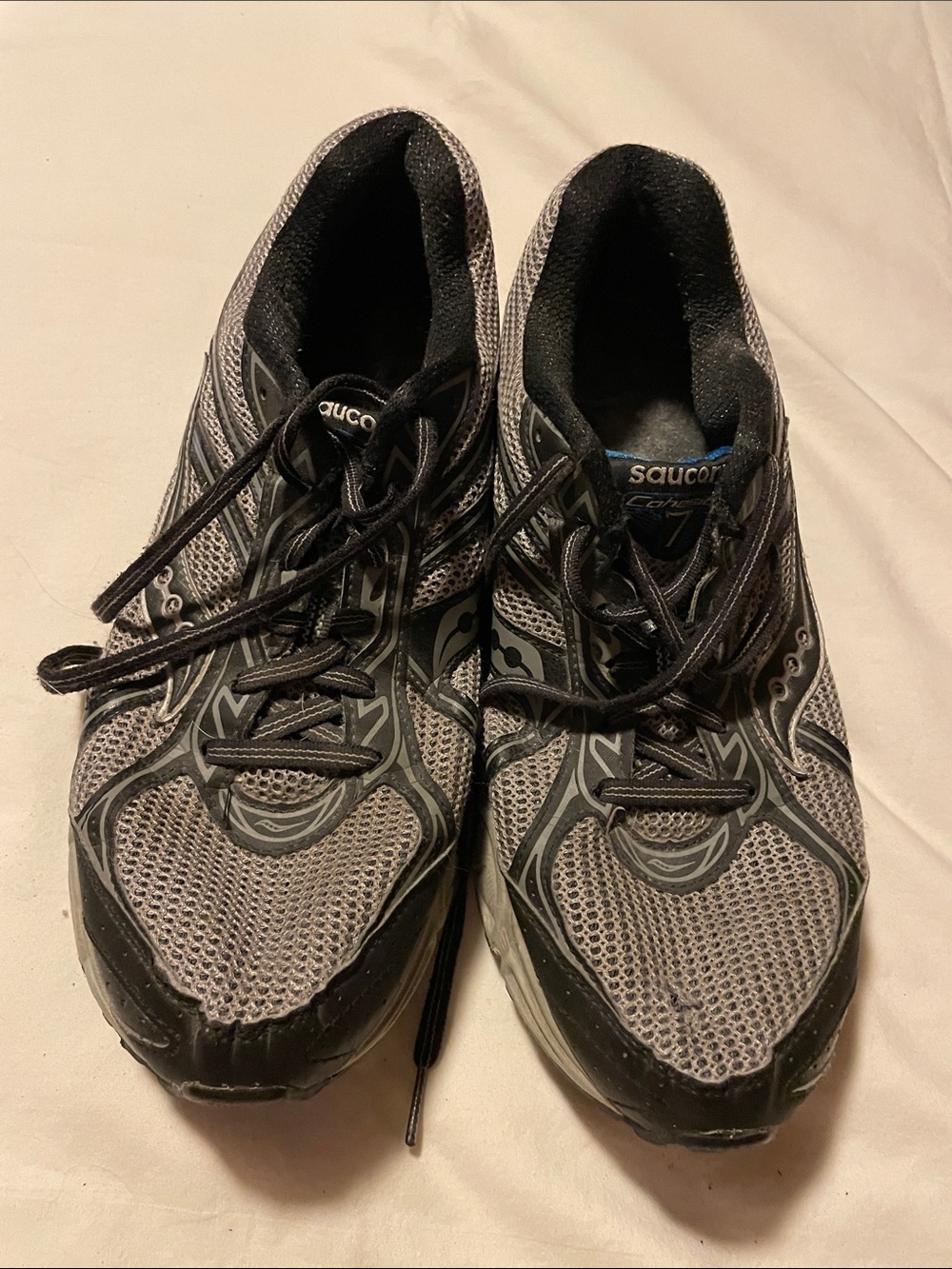 Saucony Men’s Gray and Black Cohesion 7 Athletic Running Shoes Mens Size 11
